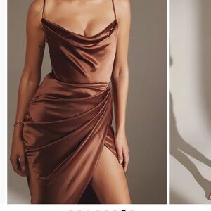 House of CB Reva Satin Gathered Corset Dress